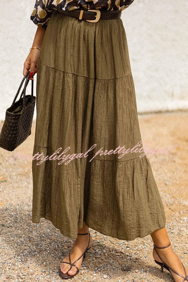 Solid Color Splicing Casual Vacation Maxi Skirt