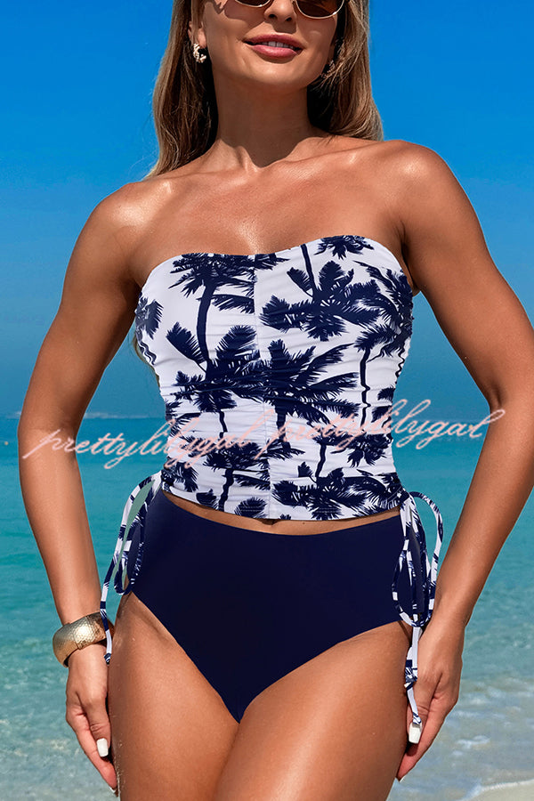 Unique Print High Waist Tie-Stretch Two-Piece Bikini Swimsuit