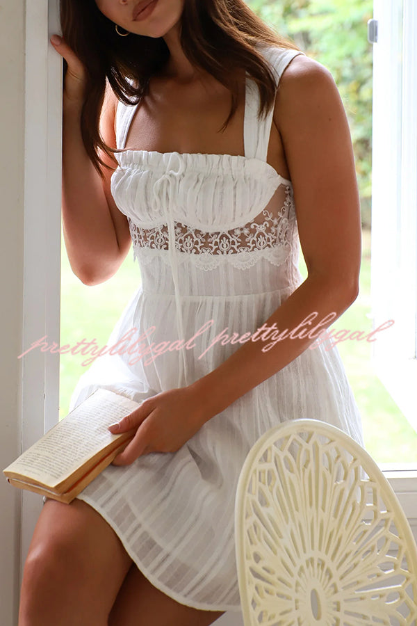 Bohemian Style Suspender Hollow Stitching Lace Up Mini Dress
