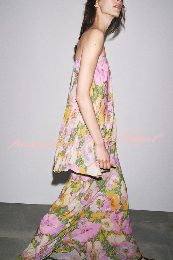Floral Print Off-the-shoulder Irregular Loose Maxi Dress
