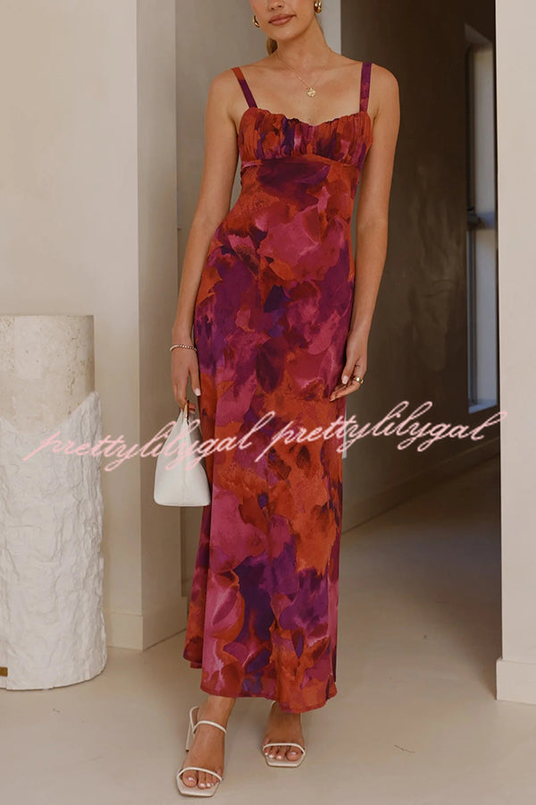 Fashion Tie-dye Backless Suspender Holiday Maxi Dress