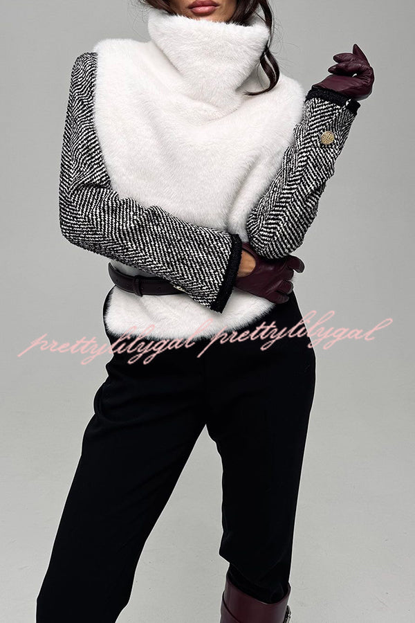 Warm and Stylish Shaggy Eco-fur Stand Collar Side Slit Vest