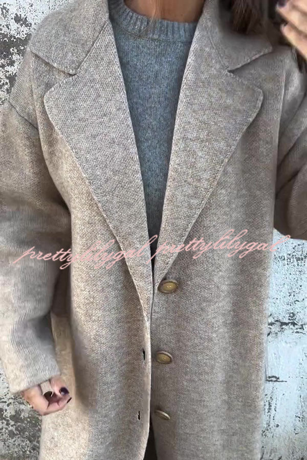 Solid Color Lapel Long Sleeve Loose Casual Jacket