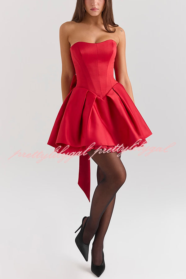 Stylish Sleeveless Off-shoulder Elegant Large Bow Mini Dress – prettylilygal
