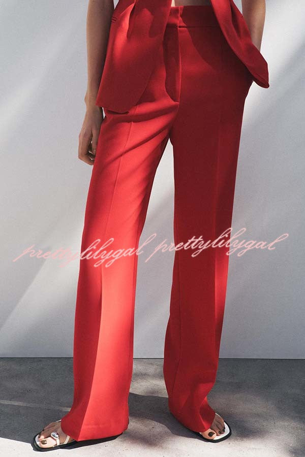 Keep It Classic V-neck Belted Vest and Mid Rise Pocket Wide Leg Pants Set