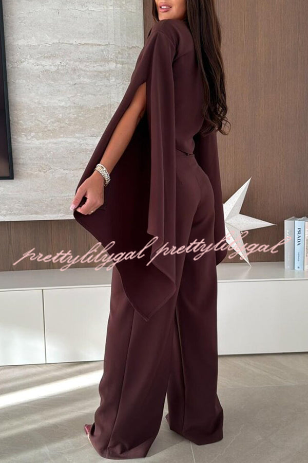 City Atelier Bell Slit Sleeve Top and High Rise Pocket Wide Leg Pants Set