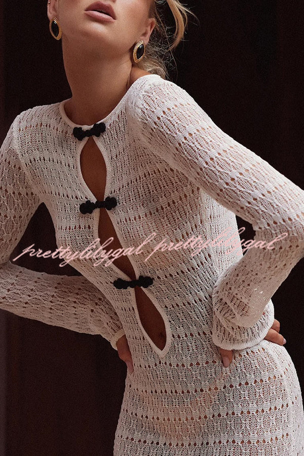 Sexy Backless Long-sleeved Knitted Slim-fit Maxi Dress