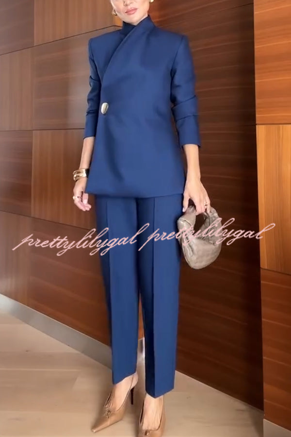 Exquisite and Fashionable High Waist Pocketed Straight Leg Pencil Pants