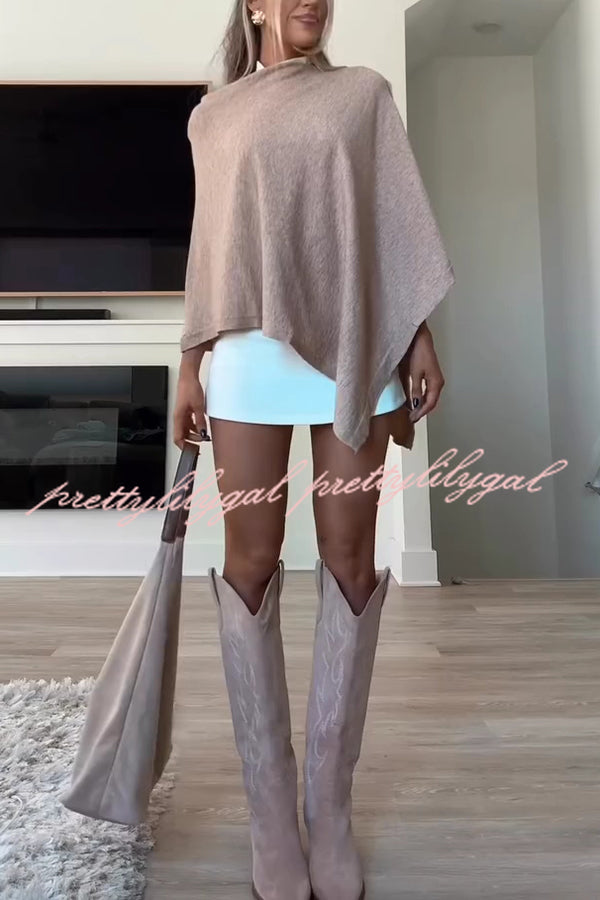 Women Cashmere Knit Shrug Bolero Side Button Detail Lightweight Shawl  Poncho