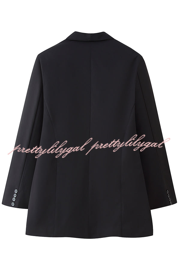Solid Color Lapel Long Sleeve Casual Pocket Long Blazer