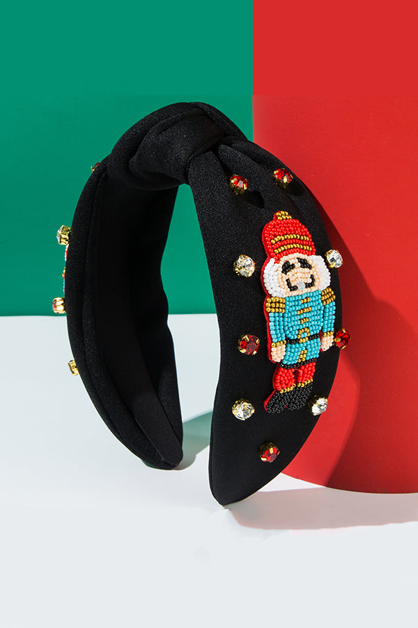 Christmas Hand-sewn Rice Bead Soldier Headband