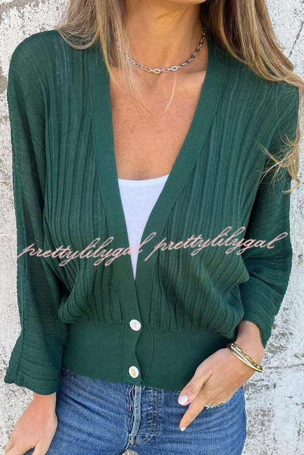 Solid Color Loose V-neck Long-sleeved Casual Knitted Sweater