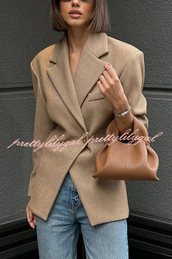 Solid Color Loose Lapel Long Sleeve Button Blazer