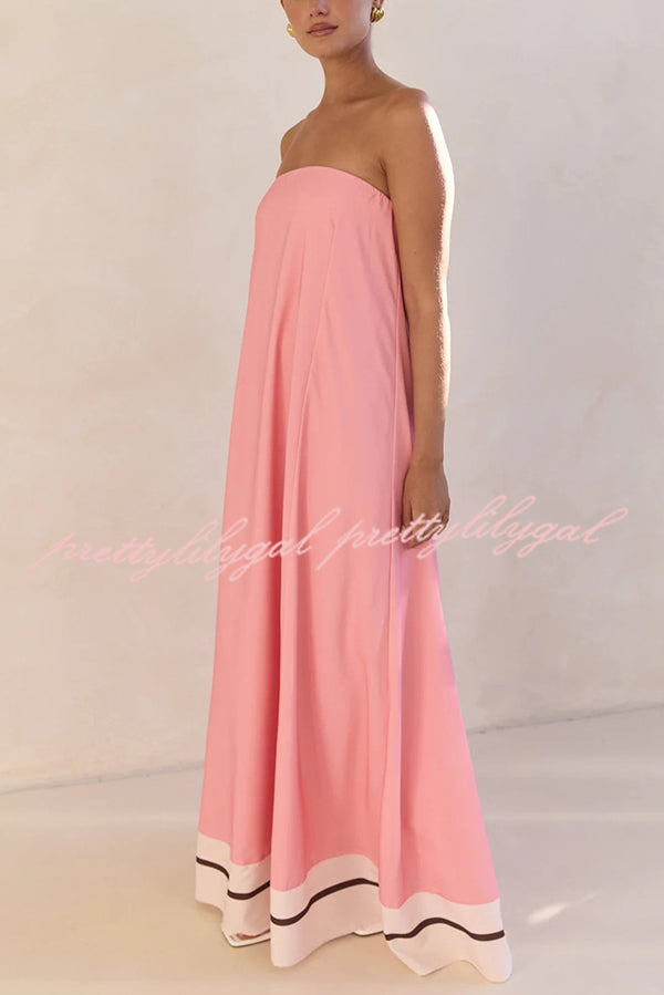 Unique Print Sexy Tube Top Back Zipper Loose Maxi Dress