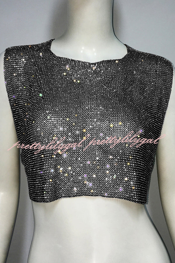 Sexy Metallic Rhinestone Backless Chain Vest