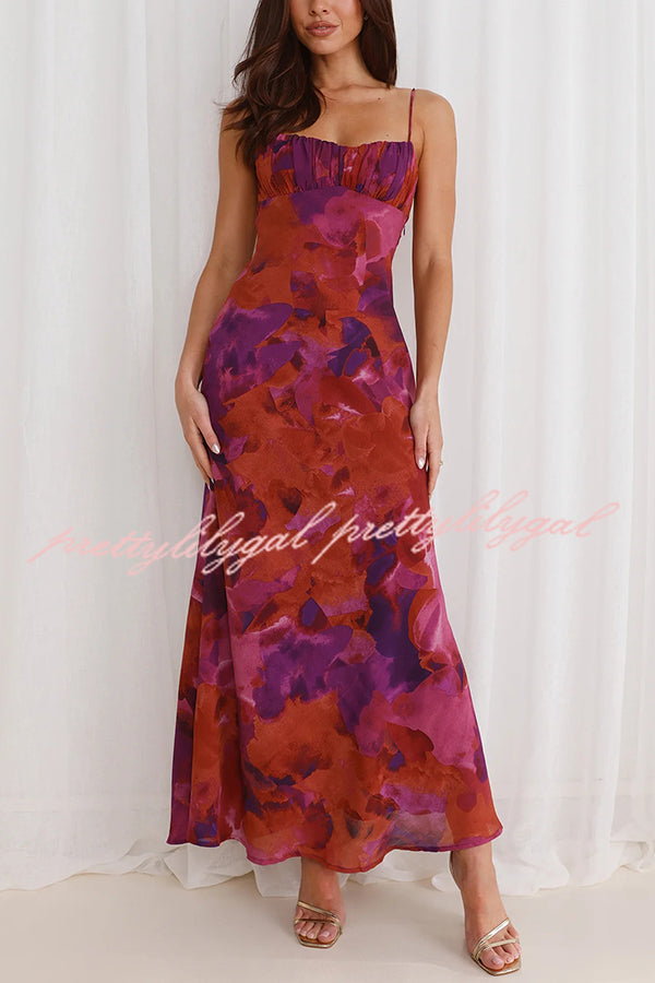 Fashion Tie-dye Backless Suspender Holiday Maxi Dress