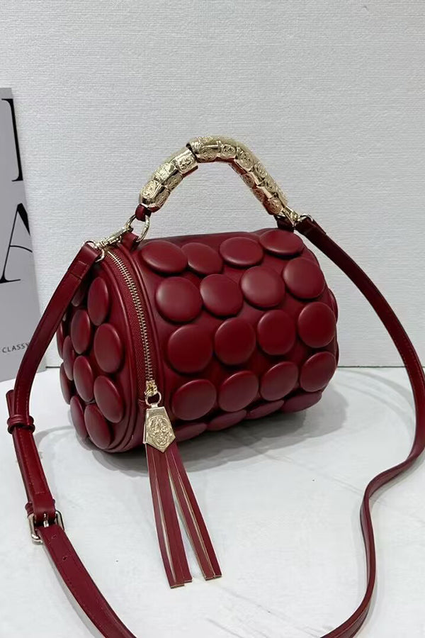 Cylindrical Classic Button Handmade Shoulder Bag