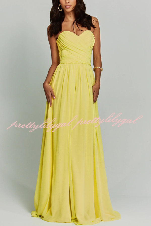 Romantic Party Chiffon Off Shoulder Sweetheart Neck Ruched Cape Maxi Dress