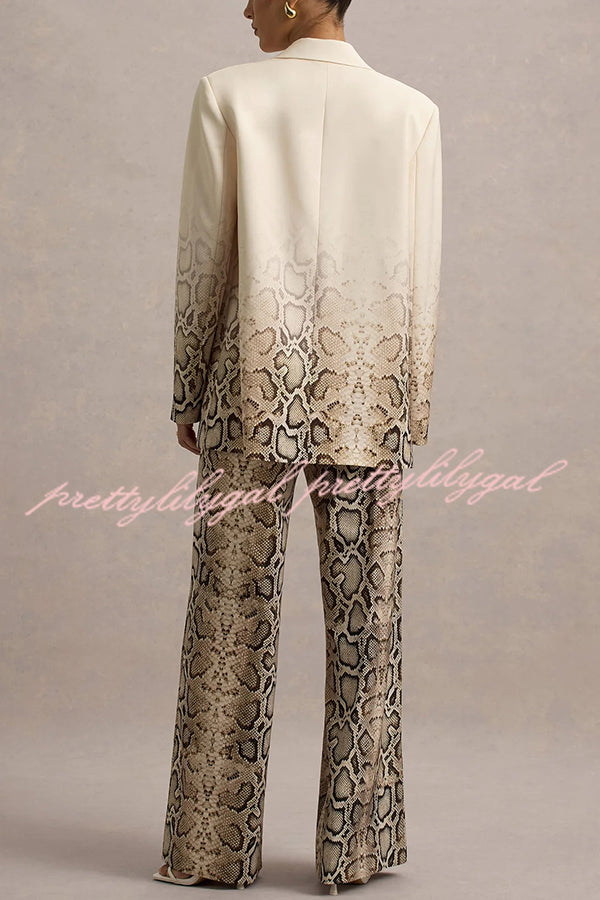 Hurley Ombre Snake Print Elastic Waist Pocketed Wide Leg Pants