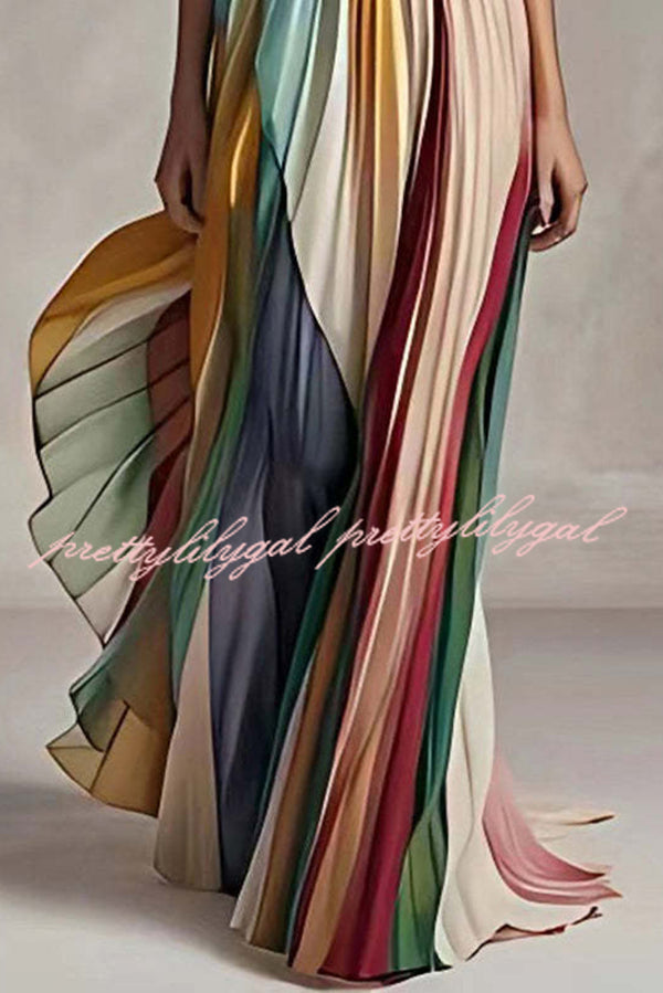 Sexy Off-shoulder Tube Top Waist Color Maxi Dress