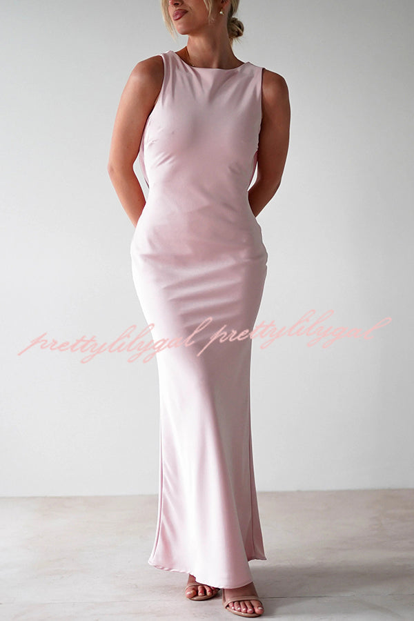 Solid Color Sexy Backless Lace-up Elegant Slim Maxi Dress