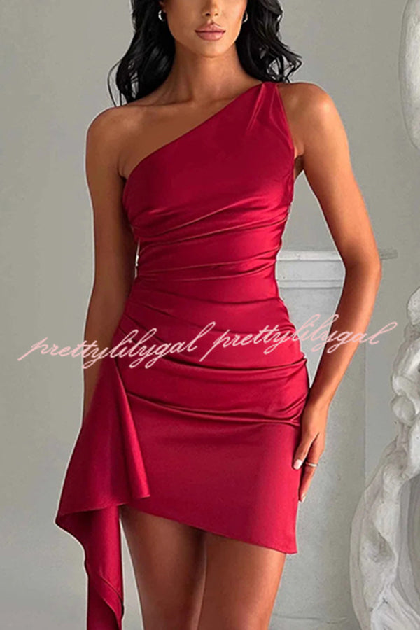 Sexy Slim Fit Backless One-shoulder Satin Mini Dress