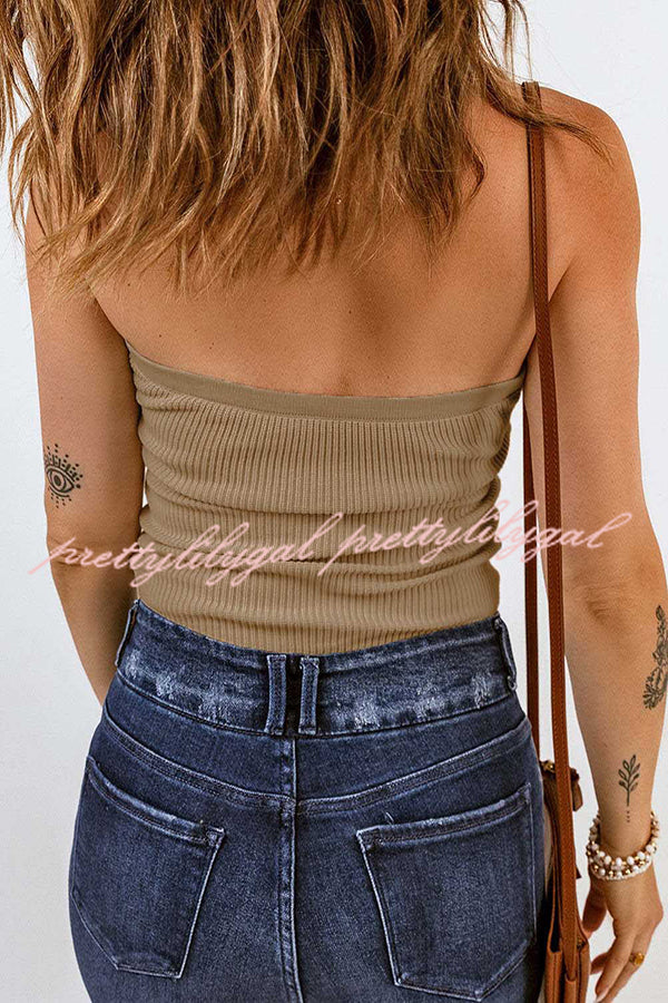 Sexy Tube Knit Ribbed Slim Backless Tank Top