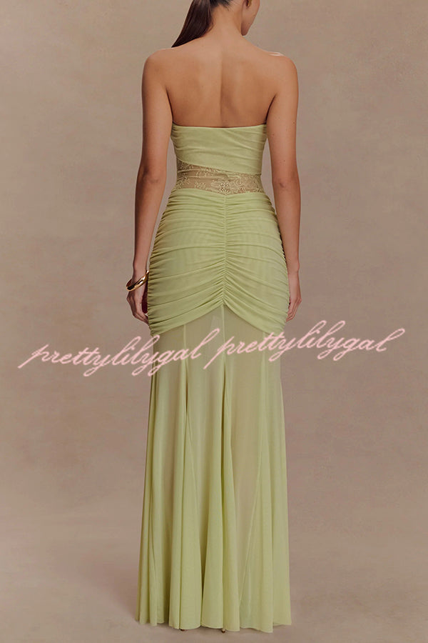 Fashion Lace Splicing Sexy Sleeveless Off-shoulder Slim Maxi Dress