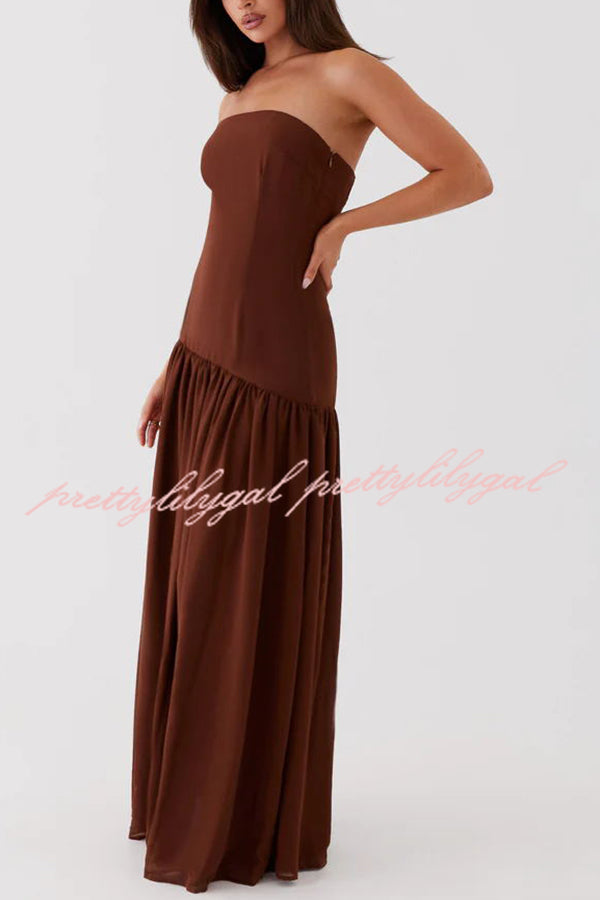 Eden Patchwork Semi-sheer Chiffon Strapless Maxi Dress