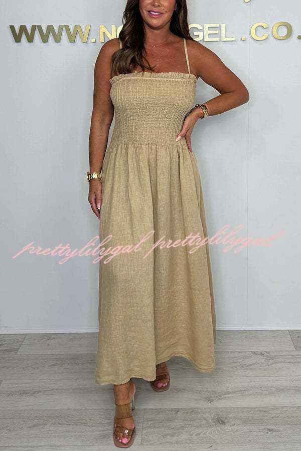 Solid Color Casual Short Jacket and Suspender Pleated Maxi Dress Set
