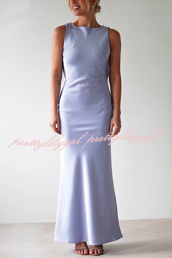 Solid Color Sexy Backless Lace-up Elegant Slim Maxi Dress