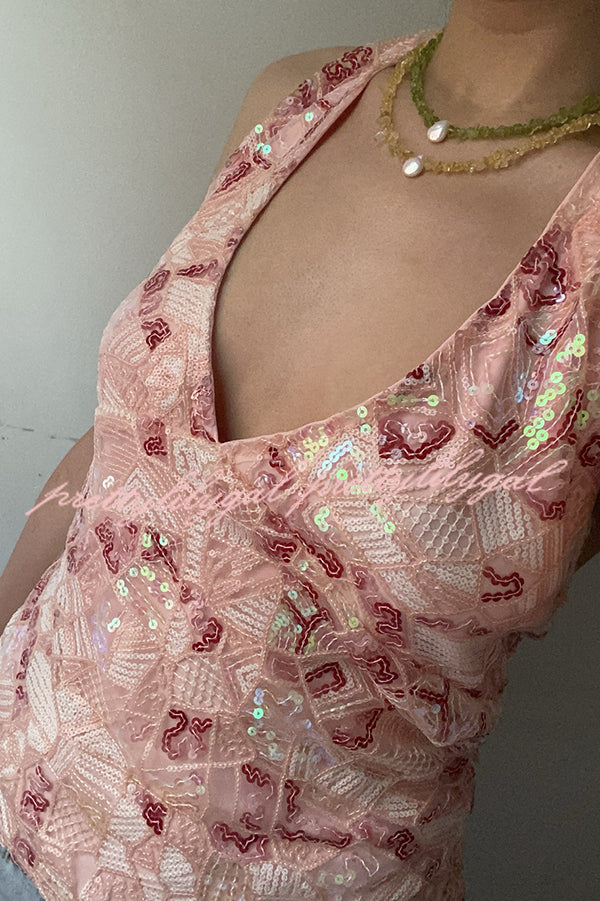 Fashion Sequined Casual V-neck Backless Slim Vest