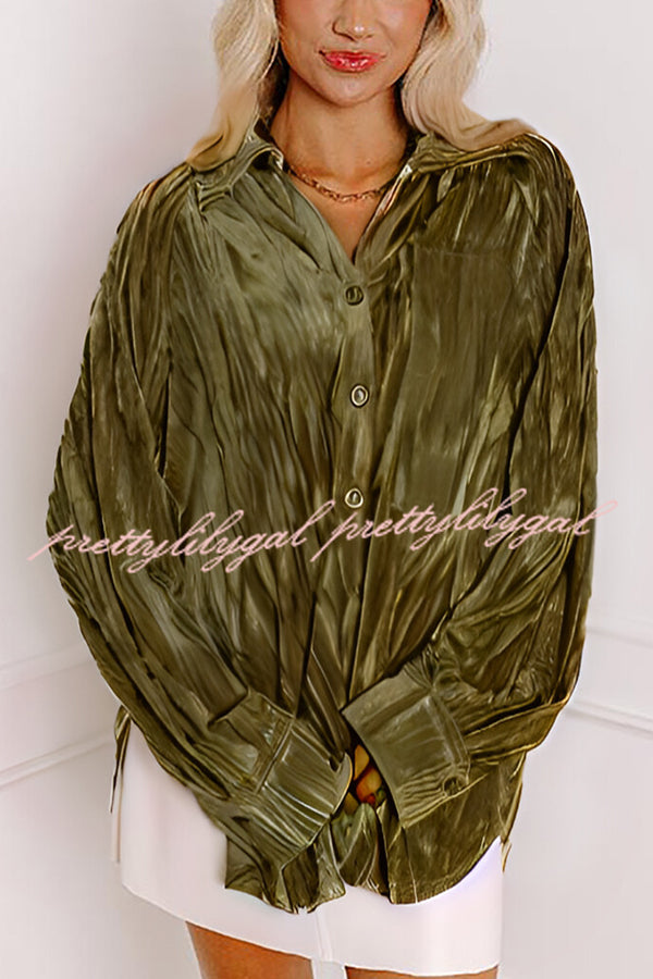 Solid Color Velvet Light-sensitive Drape Loose Shirt
