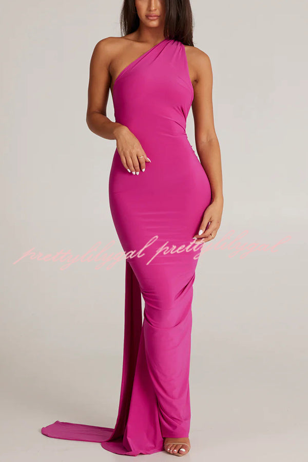 Sexy Backless Pleated Slim Solid Color Sleeveless Elegant Maxi Dress