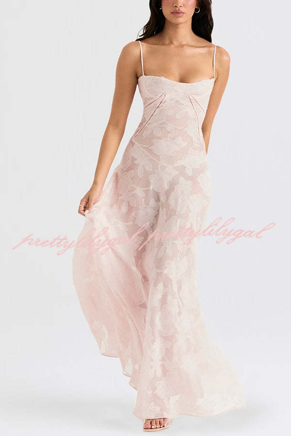Fashion Sexy Suspenders See-through Holiday Slim Maxi Dress