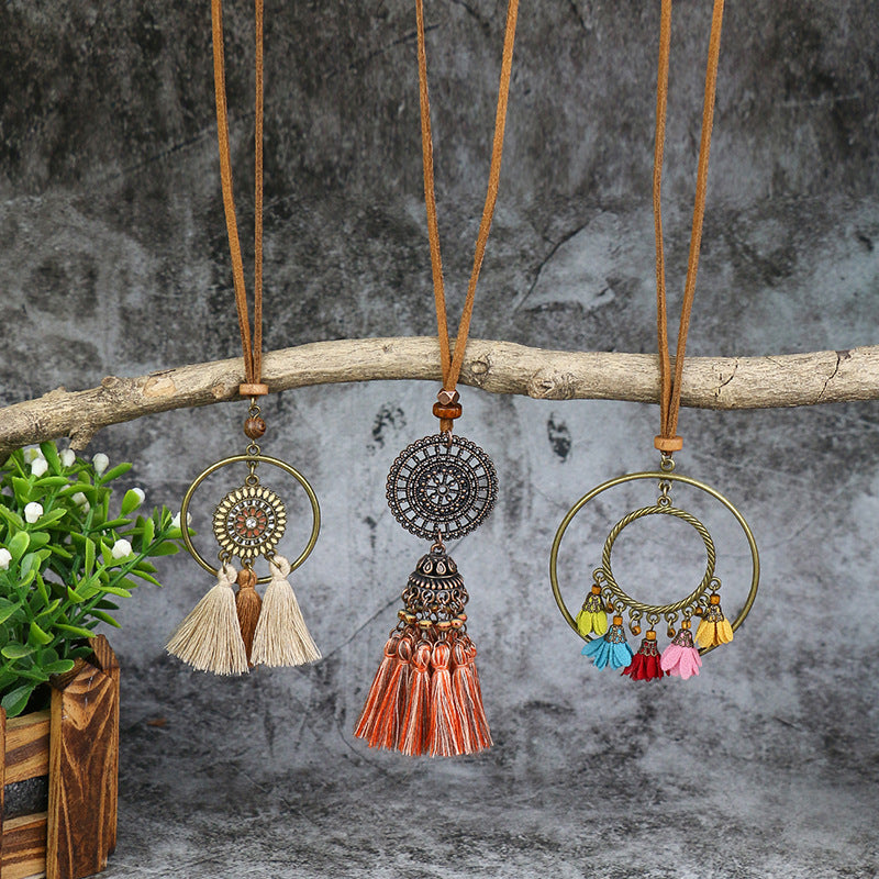 Bohemian Style Tassel Flower Pendant Ethnic Style Retro Necklace