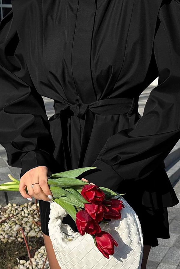 Stylish Long-sleeved Belted Casual Loose Jacket