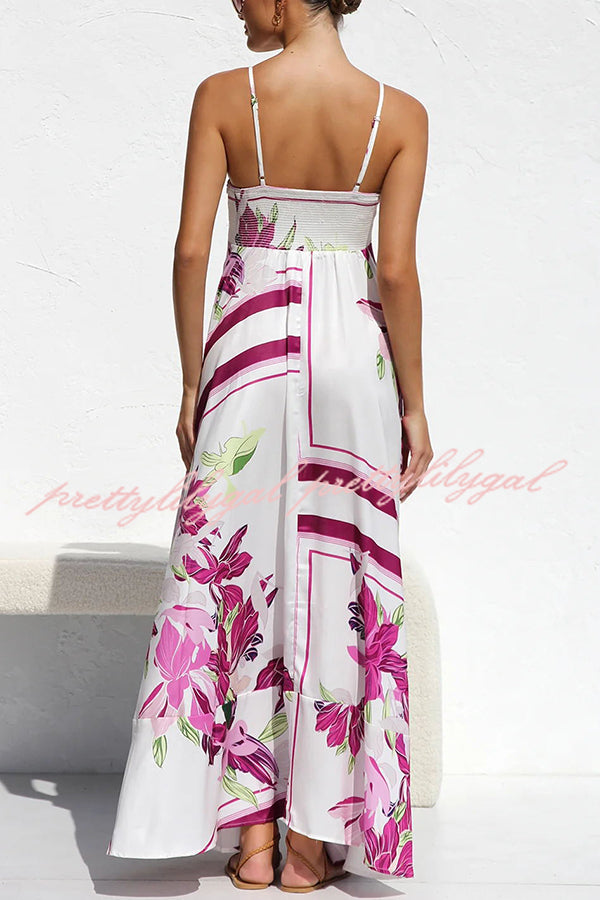 Bailey Unique Print Back Smocked A-line Slip Maxi Dress