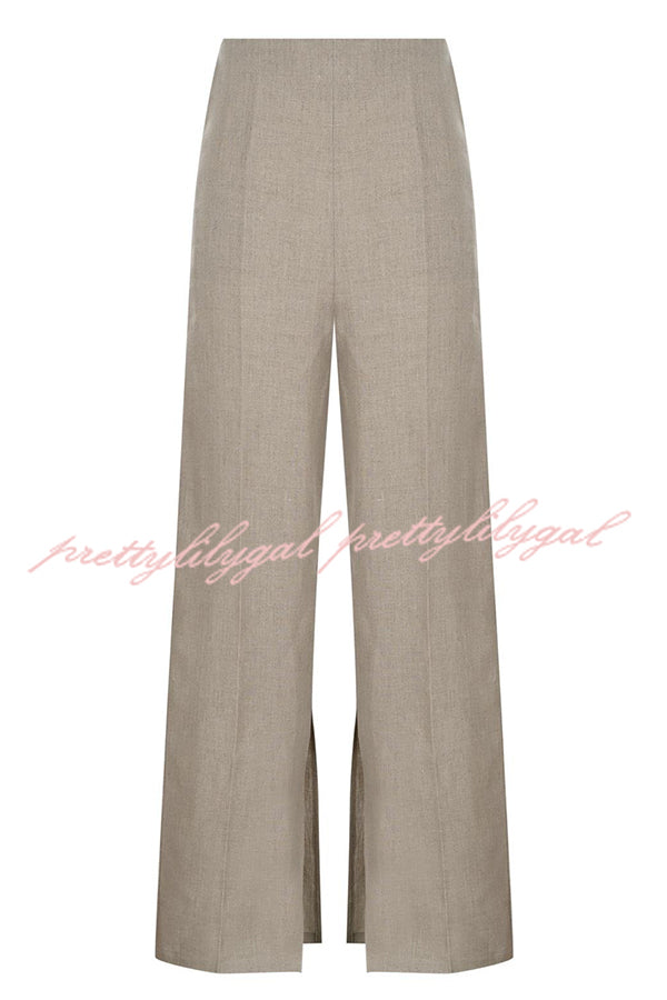 Solid Color Pocket Slit Loose Wide Leg Pants