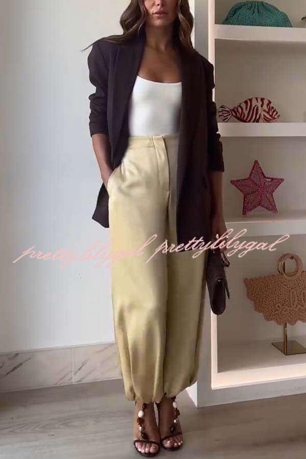 City Phantom Satin High Rise Pocket Aladdin Bloomers Pants