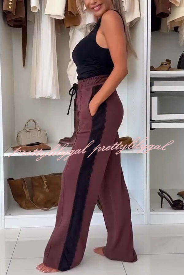 Fashion Lace Panel Long-sleeved Crop Top and Elastic Waist Tie Pocket Casual Pants Set