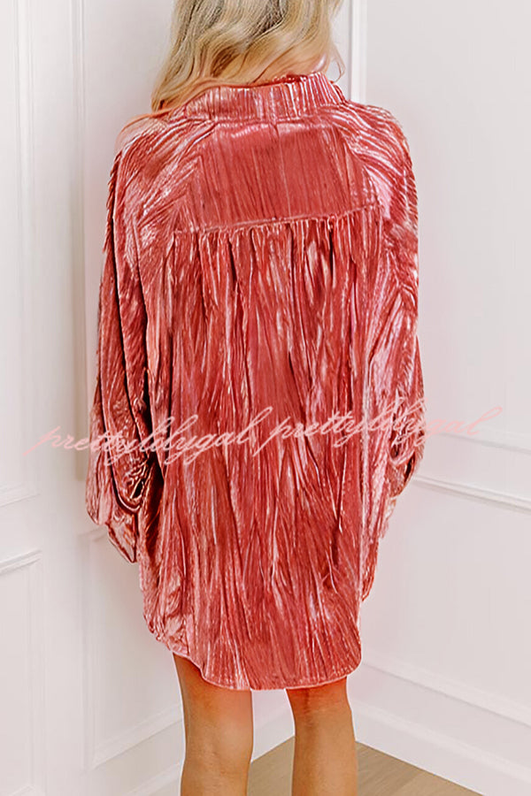 Solid Color Velvet Light-sensitive Drape Loose Shirt