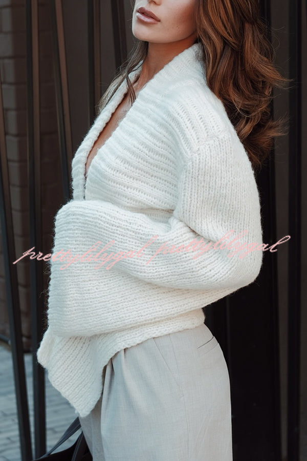 Retro V-neck Long-sleeved Sexy Hollow Loose Knitted Cardigan