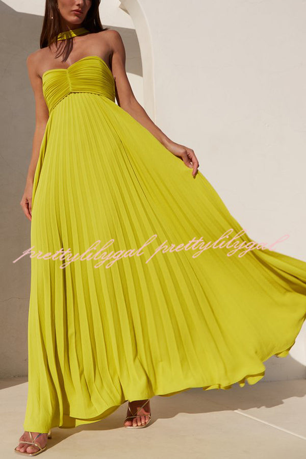 Exquisite Princess Pleated Off Shoulder with Scarf Party Maxi Dress