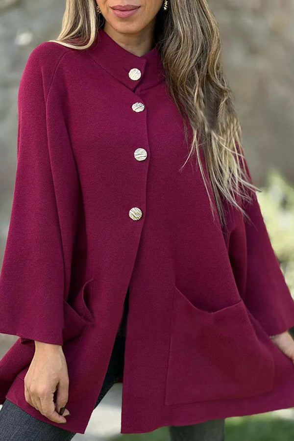 Solid Color Loose Long-sleeved Single-breasted Pocket Casual Jacket