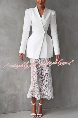 Timeless Moment Floral Lace High Rise Elastic Waist Midi Skirt