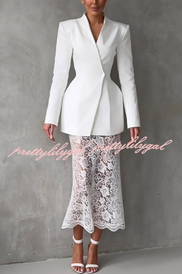 Timeless Moment Floral Lace High Rise Elastic Waist Midi Skirt