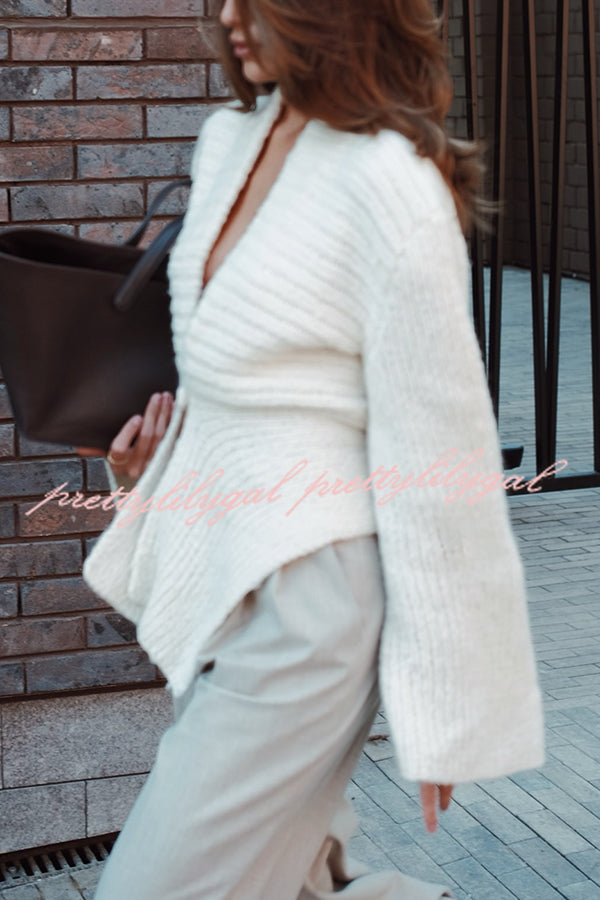 Retro V-neck Long-sleeved Sexy Hollow Loose Knitted Cardigan