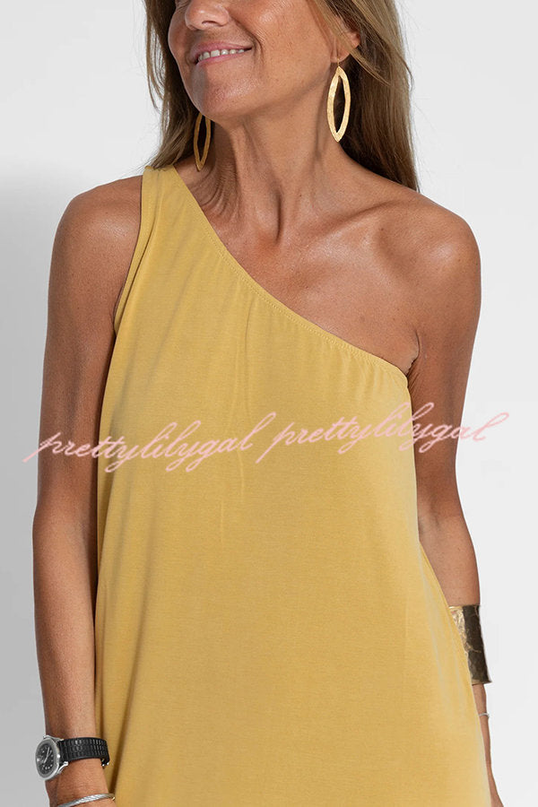 Flawless and Free One Shoulder Relaxed Slit Maxi Dress