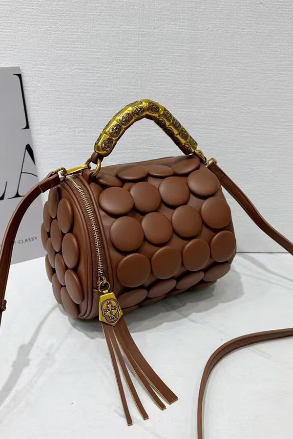 Cylindrical Classic Button Handmade Shoulder Bag